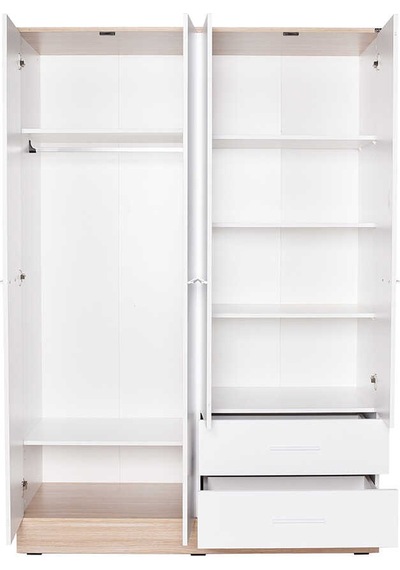 adoremobilya Base 4 Kapılı 2 Çekmeceli Gardırop-Italyan Meşe / Beyaz adoremobilya Base 4 Kapılı 2 Çekmeceli Gardırop-Italyan Meşe / Beyaz