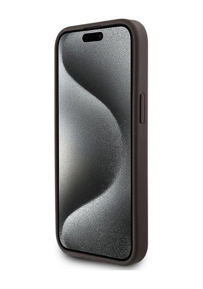 Apple Uyumlu iPhone 15 Kılıf Guess Lisanslı Magsafe Şarj Özellikli 4g Desen Yazı Logolu Kapak Kahverengi