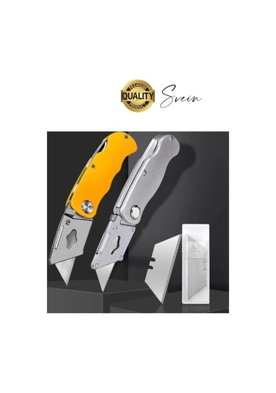 Premium Katlanır Dayanıklı Halı Maket Bıçağı Alçıpan Kesme Falçata Yedek Bıçaklı Çelik Çakı Tipi