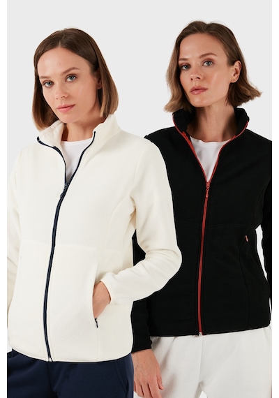 Lela Slim Fit Anti-Pilling Tüylenme Yapmayan Fermuarlı 2'Li Paket Polar Bayan Hırka 5907012S2 Ekru-Siyah Lela Slim Fit Anti-Pilling Tüylenme Yapmayan Fermuarlı 2'Li Paket Polar Bayan Hırka 5907012S2 Ekru-Siyah