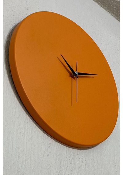 Round Mandalin Model Modern Metal Sıvama Akar Sessiz Mekanizmalı Duvar Saati 30 30cm Turuncu