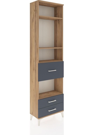 Arges Dolap 4 Raflı 3 Çekmeceli 60x30x221 Çam-antrasit Atlas Çam