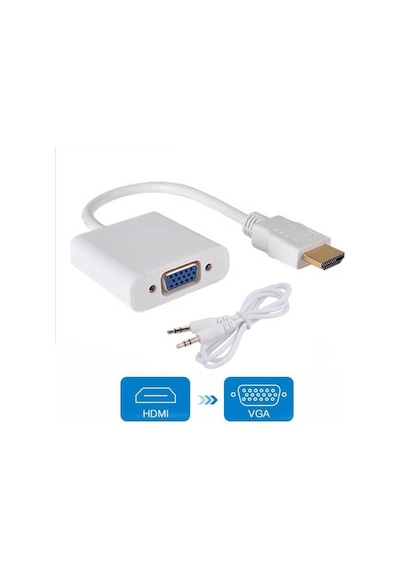 Hdmi To Vga Ses Çıkışlı Kablo Çevirici Dönüştürücü  Adaptör