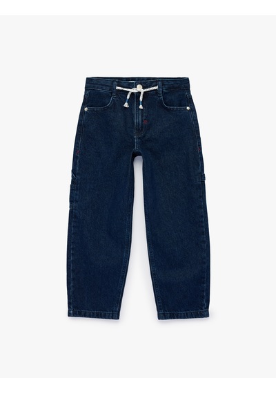 Koton Cep Detaylı Bol Kesim Pamuklu Carpenter Denim Pantolon Dark Indıgo 7wkb40020td Koyu İndigo