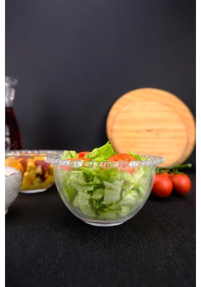 Digithome Papatya Boncuklu 2 Li Yuvarlak Cam Çerezlik Lokumluk Salata Servis Kase Seti 14 Cm Sur-06 C320.049