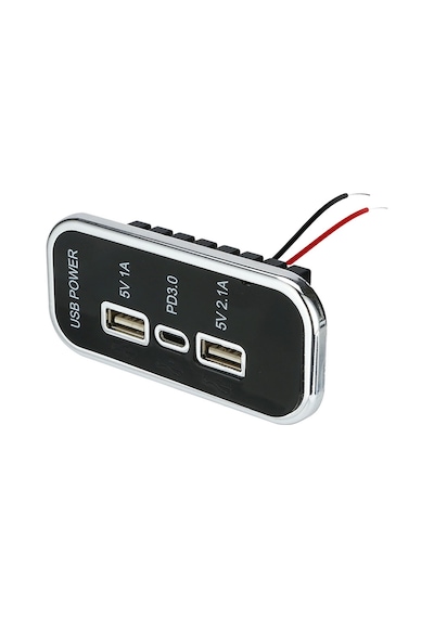 Dc 12v 24v Panel Montaj 3 Usb Bağlantı Noktaları 2 Usb-bir 3.1a + Tip-c Pd3.0 Araç Şarj Soketi