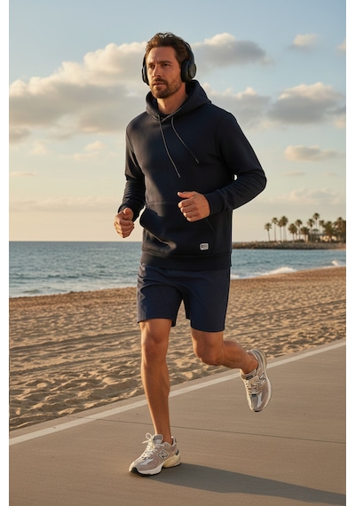 Buratti Regular Fit Kapüşonlu Kanguru Cepli Içi Tüylü Yumuşak Şardonlu Erkek Sweat 5905281 Koyu Lacivert