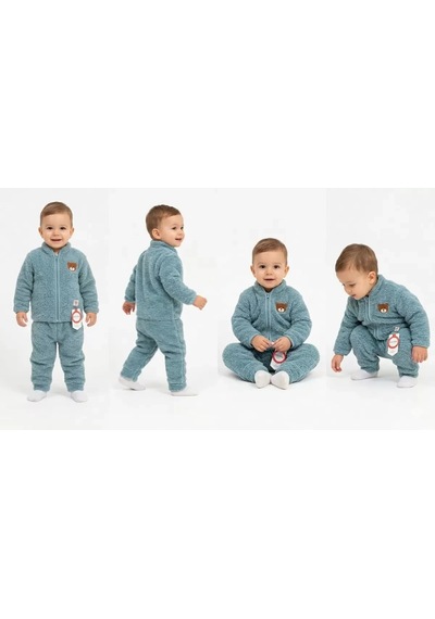 Veraura Lifestyle 6/24 Ay Peluş Kumaş Fermuarlı Bebek Takımı Yeşil