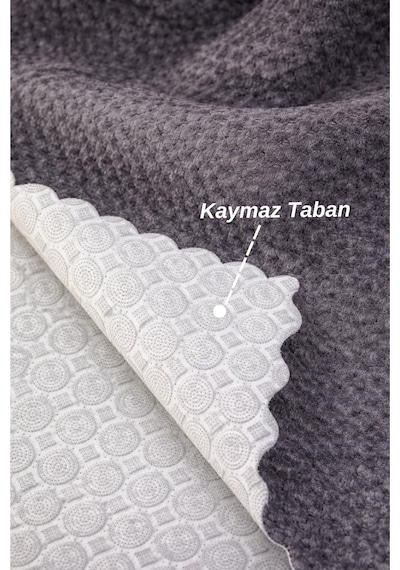 Antrasit Kaymaz Tabanlı Koltuk Örtüsü Kabartmalı Çok Amaçlı Parlak Çekyat Örtüsü Tekli Otera
