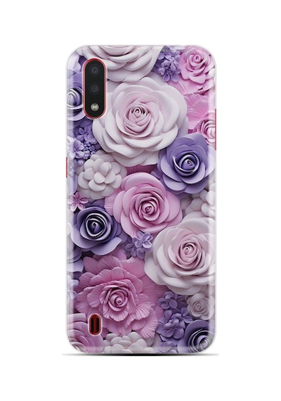Samsung Galaxy Uyumlu A01 Kılıf Boutique Baskılı Resimli Mor Güller Pcode -029