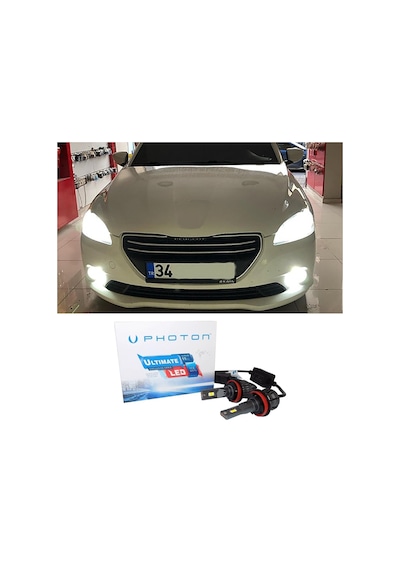 Peugeot 301 Led Xenon Kısa Far Ampulü H7 Ultimate 9500 Lumens Yeni Seri Beyaz 2012-2017