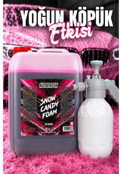 Snow Foam 5 Litre Pembe Köpük Oto Şampuanı İle 2 Litre Köpük Pompası - Araç Yıkama Temizlik Seti