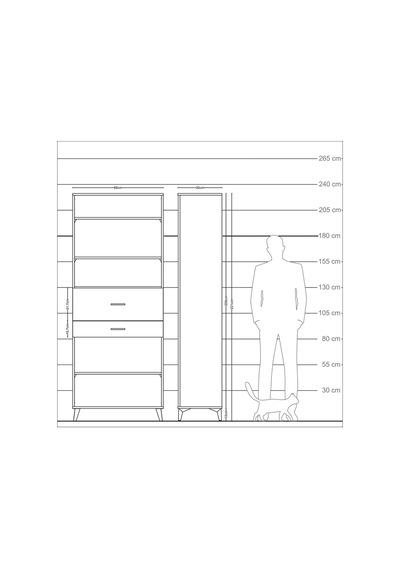 Arges Dolap 4 Raflı 2 Çekmeceli 88x30x221 Çam-antrasit Atlas Çam