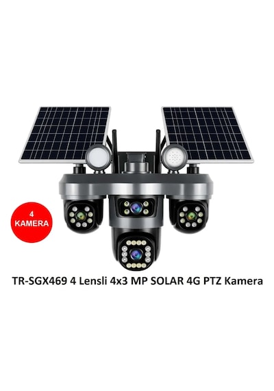Trio Tr-sgx469 4 Kameralı 4x3 Mp Solar 4g Ptz Sim Kartlı Kamera Veesky