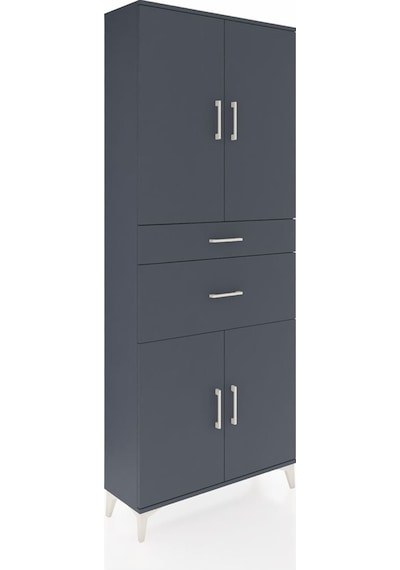 Arges Dolap 4 Raflı 2 Çekmeceli 4 Kapaklı 88x30x221 Antrasit-... Antrasit