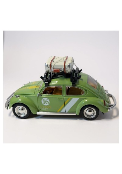 Klasik Işıklı Sesli Metal Araba Yeşil Valizli Retro Beetle - 15 Cm