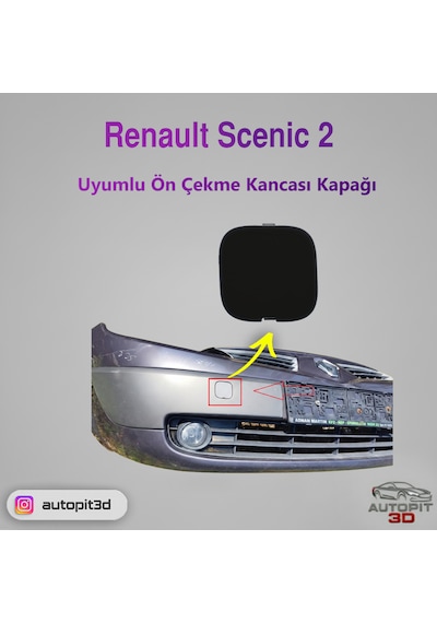 Renault Scenic 2 2003-2006 Uyumlu Ön Tampon Çeki Demiri Kapağı