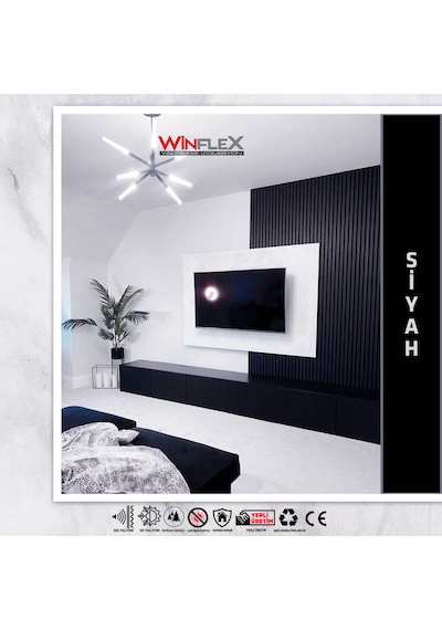 Winpanel Dekoratif Ahşap Duvar Paneli Siyah Renk 60x240cm .