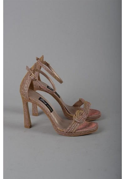 Seç Kundura Seç 492 Bantli Abiye Kadin Ayakkabi (Topuk Boyu 11 Cm) Rose - 37 ROSE
