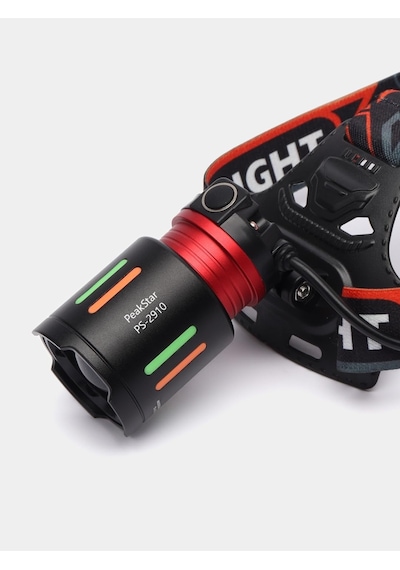Peakstar Ps-2910 3000 Lümen Şarjlı Profesyonel Zoomlu Kamp Avcı Balıkçı Kafa Lambası Feneri Siyah