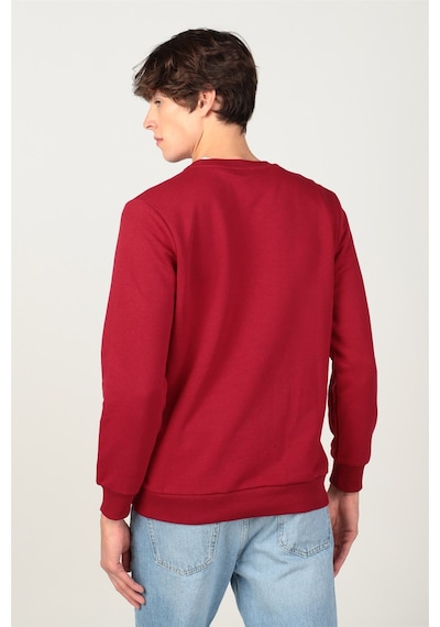Tudors Bisiklet Yaka Basıc Unisex Sweatshirt-25825 Bordo