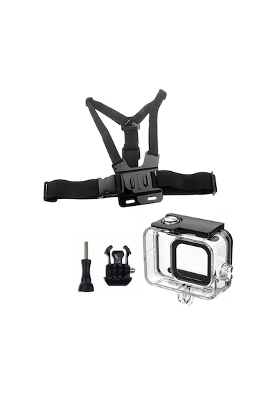 Gopro Hero 13 / 12 / 11 / 10 9 Black Uyumlu Waterproof Housing Göğüs Kemeri 4 Parça Set