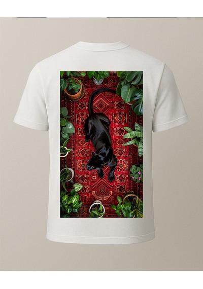 Hugo Boss Etnik Puma Baskılı T-shirt Beyaz