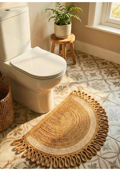 Lunaloop Yarım Ay Jüt Paspas El Yapımı Doğal Karşılama Paspası Jüt Kapı Önü Paspası Banyo Ve Balkon Kilimi Diğer