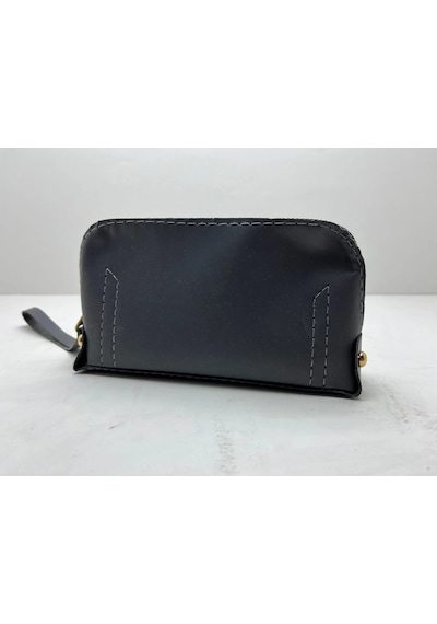 Deri Kumaş Füme Renk 17x10 Cm Takı-makyaj Fermuarlı Çantası