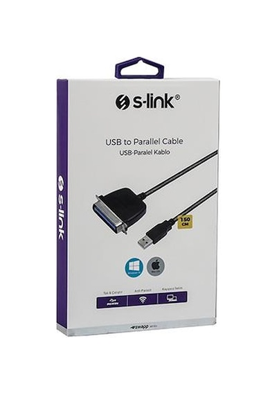 S-Link Swapp Sw-U614 Siyah 1.5 Usb To Parallel Cn36M Kablo