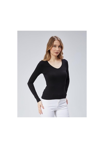 Virago Soft Cotton V Yaka Uzun Kol Bluz/body Siyah - 686786240 Siyah - 686786240 Siyah