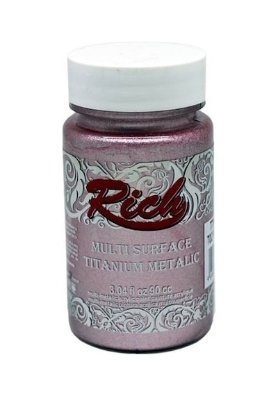 Toz Pembe Hobi Boyası + Multisurface + Akrilik Boya + Rich Metalik Titanyum Seri - 090556 90cc