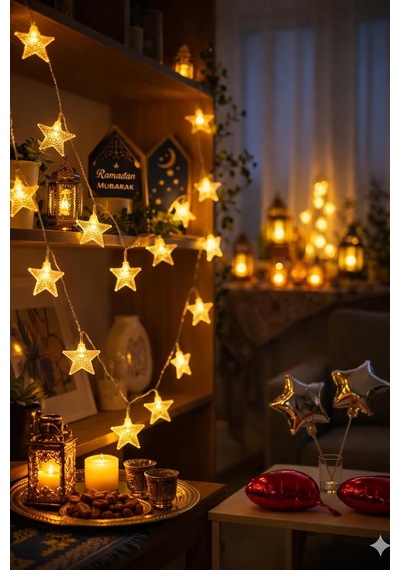1,5 Metre Pilli Led Işık, Sarı Işıklar Peri Işıkları Aydınlatmalı Şerit Led Ramazan Süsü Led Işık Şerit Led Ramazan Süsü Led Işık .