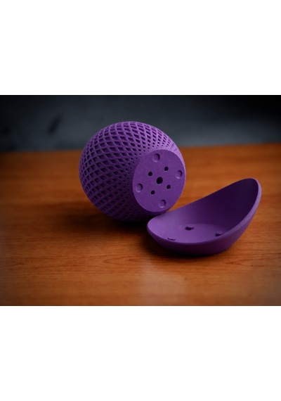 3d Baskı Küre Saksı - Kafes Dokulu İki Parçalı Dekoratif Saksı - Mor-mor Çok Renkli