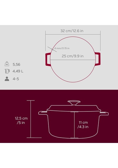 Metal Premium Serisi - Döküm Yuvarlak Tencere, 24 Cm, Majolik Mor Belirtilmemiş