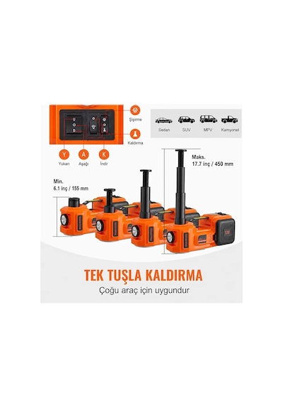 Ezere Powerlift Pro 5 Ton Çok Fonksiyonlu Elektrikli Hidrolik Kriko Lift Kaldırma / Kompresör / Bijon Sökme / Led Işık- 5775 1