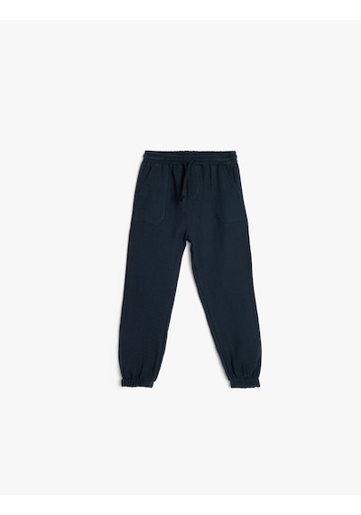 Koton Pamuklu Beli Bağlamalı Cep Detaylı Basic Müslin Jogger Pantolon Lacivert 5smb40037tw Lacivert