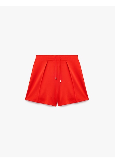 Koton Beli Bağcıklı Mini Şort Kırmızı 6sak70032ek