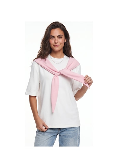 Onloox Kadın Pembe Beyaz Pembe Yumuşak Dokulu Bisiklet Yaka Oversize Kısa Kollu Şal Detaylı Basic T-shirt Onloox Kadın Pembe Beyaz Pembe Yumuşak Dokulu Bisiklet Yaka Oversize Kısa Kollu Şal Detaylı Basic T-shirt