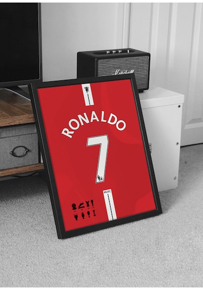 Ronaldo 7 Manutd Forma Tasarımlı Poster Siyah Çerçeveli