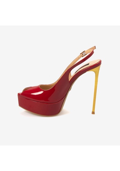 Rouge Kadın Enjeksiyon Kösele Taban Slingback 14,5cm İnce Topuklu Gece & Abiye Ayakkabı 7608 Kırmızı
