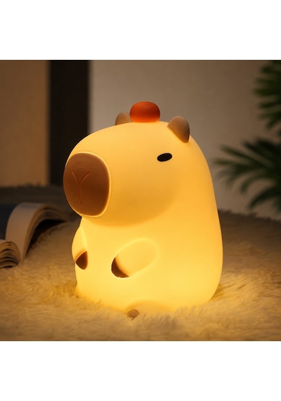 Capybara 8 Renkli Led 800 Mah Şarjlı 2 Kademeli Dokunmatik Silikon Gece Lambası