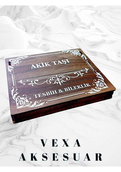 Akik Taşı Tesbih Ve Bileklik Seti Doğal Taş, Kutulu, Şifalı Hediye Açık Kahverengi