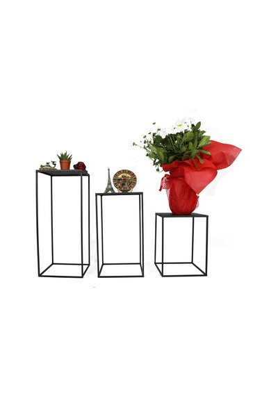 Metal Zigon Sehpa Çiçeklik 3 ‘Lü Set Wd-19