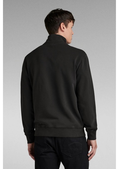 Nature The Brand 1/4 Fermuarlı Dik Yaka Sweatshirt Şardonlu 3 İplik Yaka Üzeri Şerit Detaylı Siyah