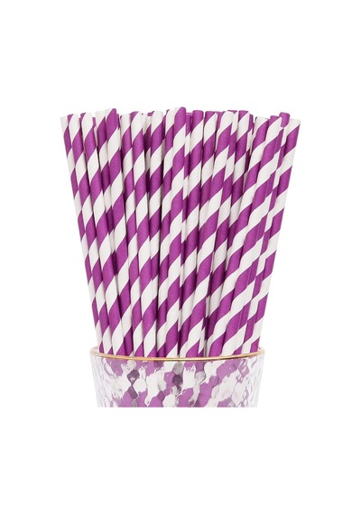 3b Trend Kağıt Pipet Mor Beyaz 25'li Diğer