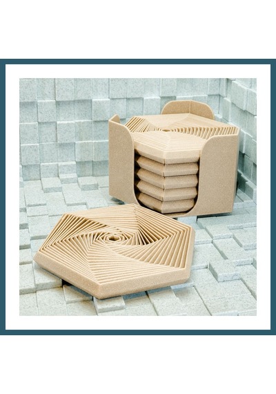 Bezos 3d Baskı Super Fidget Coaster Seti - Altıgen Desenli Bardak Altlığı Ve Tutucu-bej Ob
