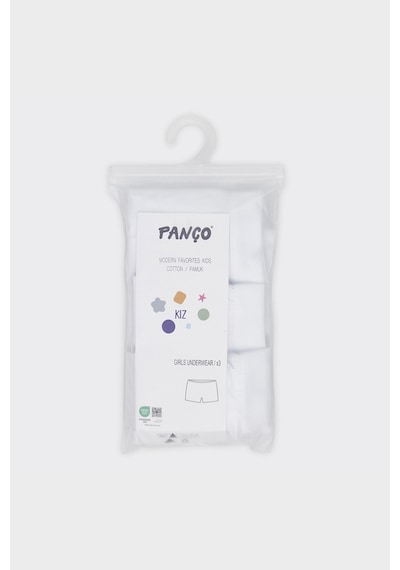 Panço Kız Çocuk Beyaz 3'lü Boxer Set - İç Giyim