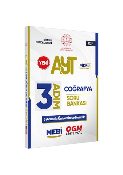2027 Ayt Mebi-ogm 3 Adım Coğrafya Soru Bankası Renkli A4 Boyut Video Çözümlü Baskı Ücreti"
