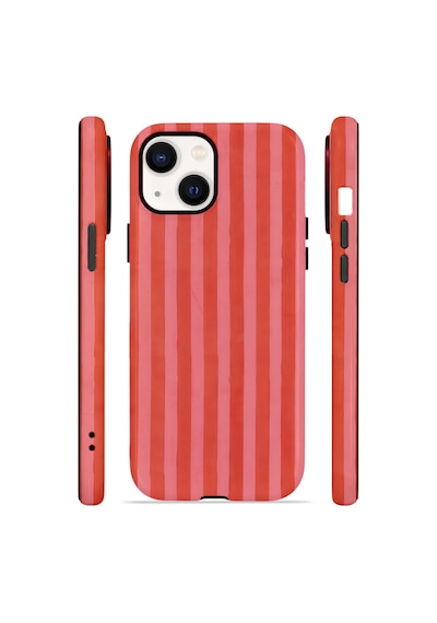 Apple iPhone Uyumlu 13 Vorian Çift Katmanlı Magsafe Kılıf Tomato Red Stripe
